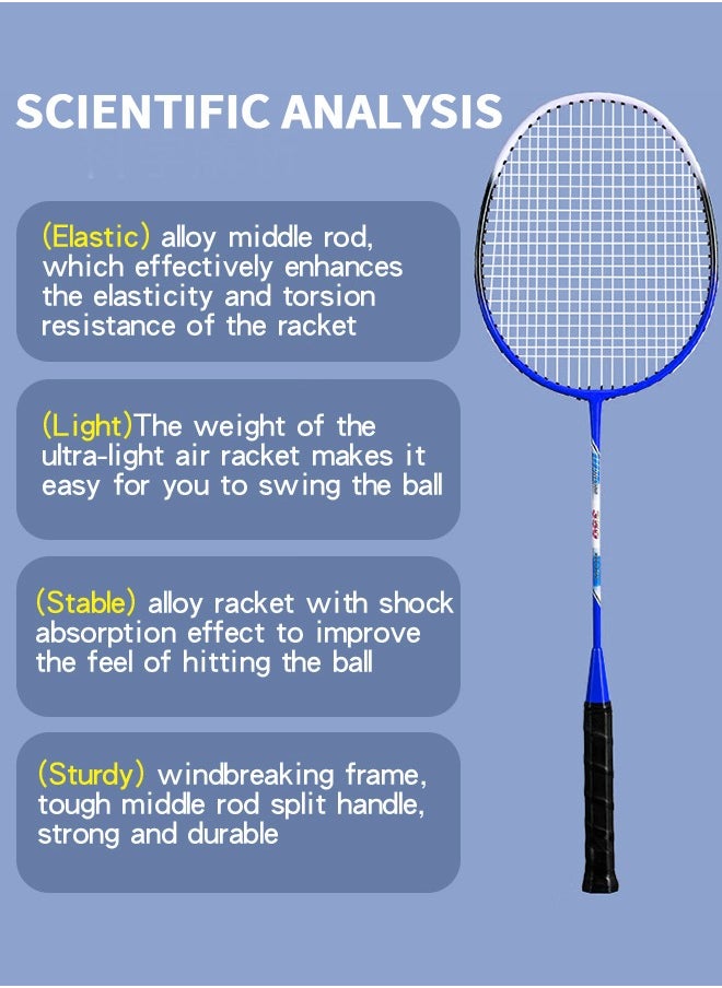 GROIC 2 Pieces Badminton Set Lightweight Alloy Badminton Racket Including 3 Badminton and 1 Racket Bags Outdoor Sports Accessories  - Image 4