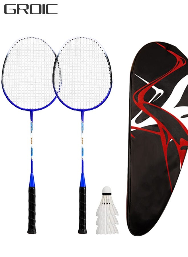 GROIC 2 Pieces Badminton Set Lightweight Alloy Badminton Racket Including 3 Badminton and 1 Racket Bags Outdoor Sports Accessories - Image 1