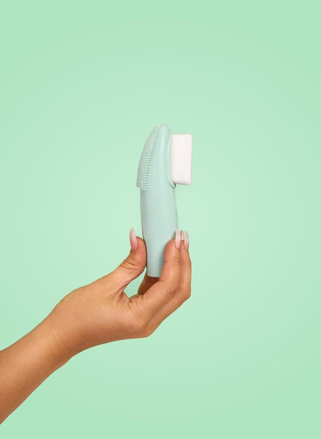 LOLLIPOP Handle Dual-Sided Silicone Face Scrubber, Face Exfoliator, Synthetic Face Brush Cleanser, Facial Cleansing Brush for Massage - Minty - Image 3