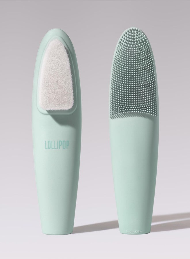 LOLLIPOP Handle Dual-Sided Silicone Face Scrubber, Face Exfoliator, Synthetic Face Brush Cleanser, Facial Cleansing Brush for Massage - Minty - Image 1