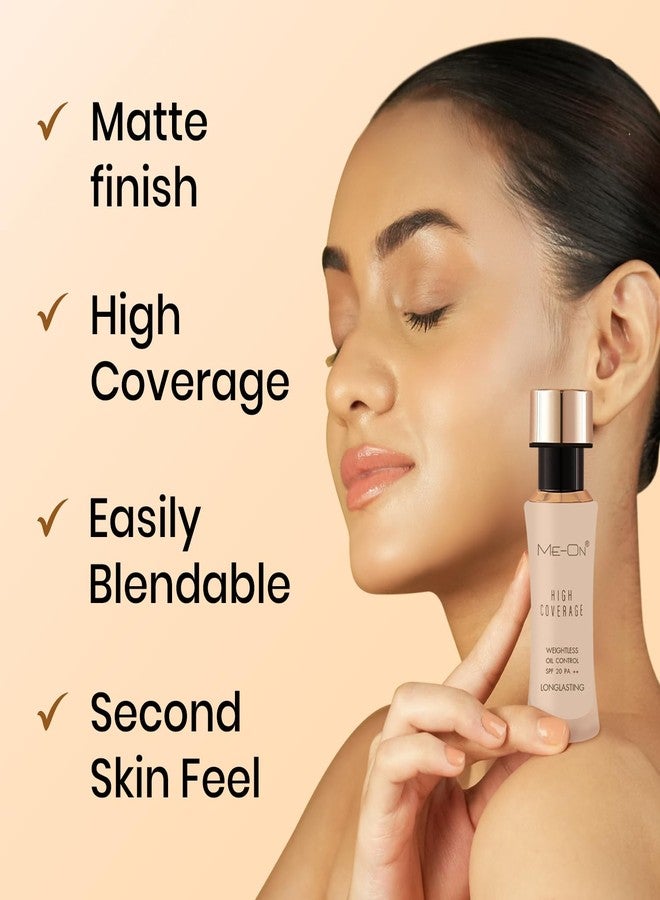 ME-ON High Coverage Foundation for Women | Lightweight & Oil-Control Formula | Easy to Blend | Smooth, Natural Matte Finish | Long-Lasting Base Makeup (N01-Cool Ivory, 30 ml) - Image 2
