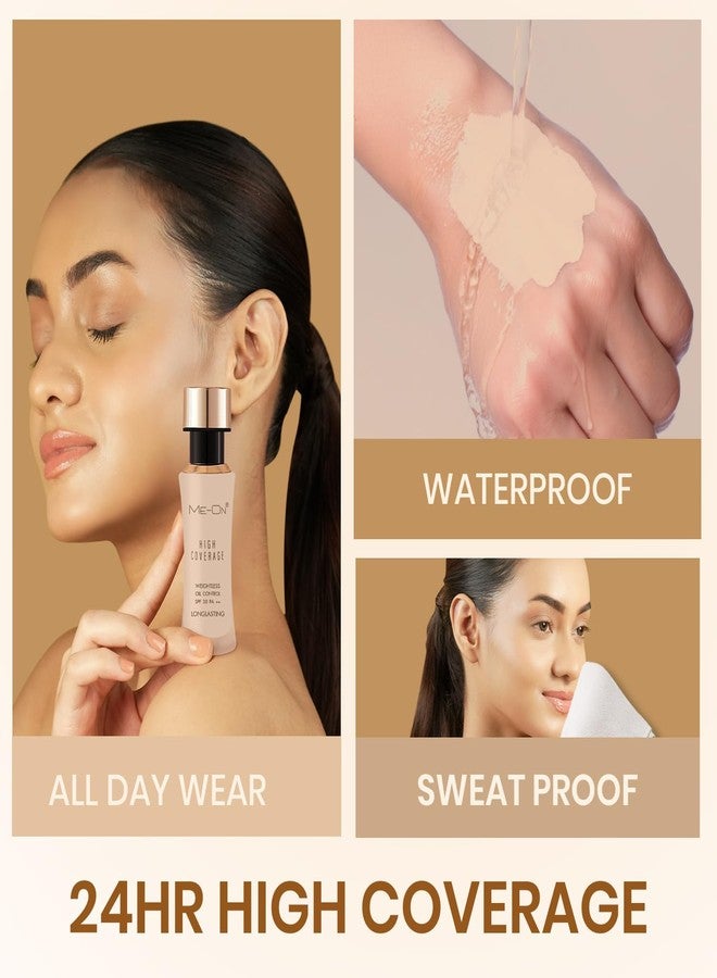 ME-ON High Coverage Foundation for Women | Lightweight & Oil-Control Formula | Easy to Blend | Smooth, Natural Matte Finish | Long-Lasting Base Makeup (N01-Cool Ivory, 30 ml) - Image 4