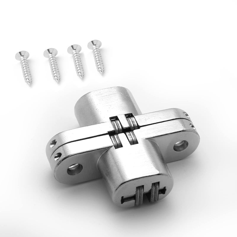 Rierdge 1-3/4" Hidden Hinge Stainless Steel 180 Degree Invisible Cross Hinges for Kitchen Cabinet Door Frameless Concealed Hinge with Screws, 4pcs - Image 3