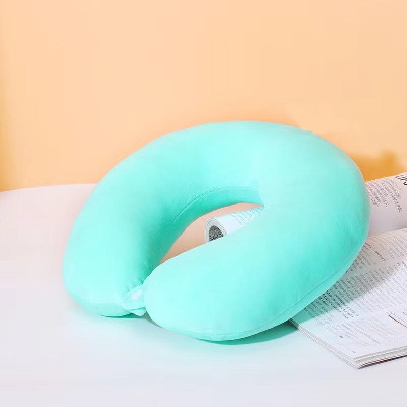 إسكدنيا U-shaped Pillow Cervical Neck Protection Pillow Neck Pillow Travel Sleeping Car Portable Massage Nap PP Cotton U-shaped Pillow Mint green