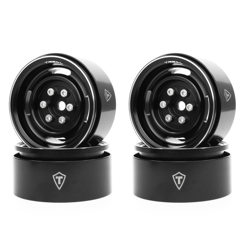 TREAL 19 Beadlock Wheel Rims Heavy Duty Vintage Style CNC 19 Inch Wheels4P for 110 RC Crawler TRX4 SCX10 III SCX10 PRO SCX10 II Type PBlack - Image 2