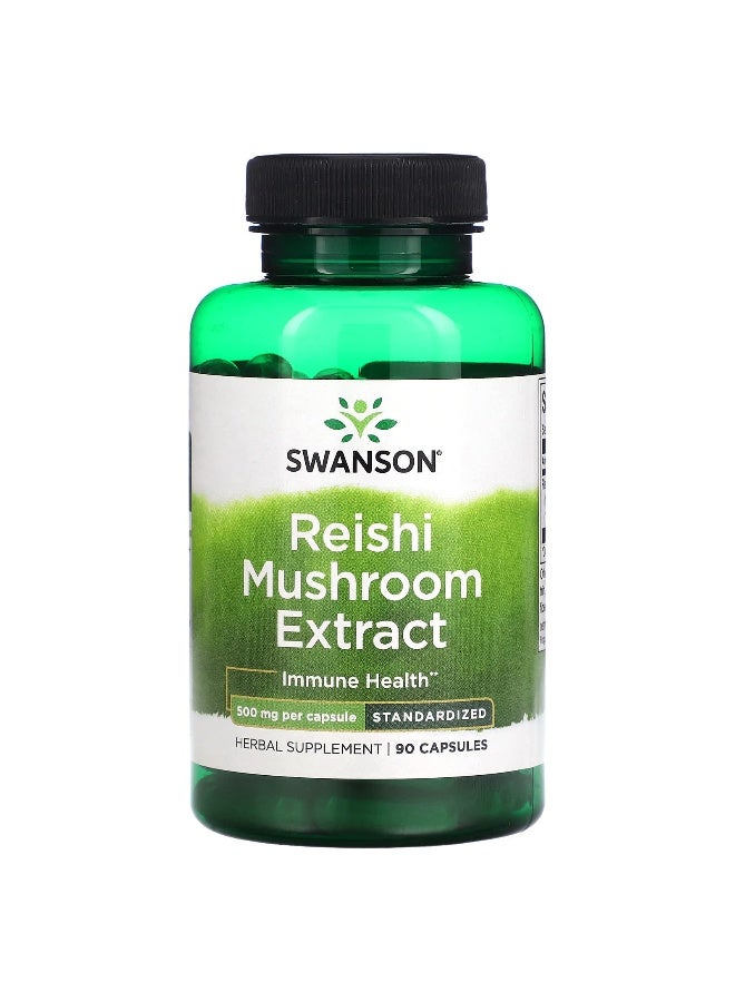 Swanson, Reishi Mushroom Extract, Standardized, 500 mg, 90 Capsules - Image 1