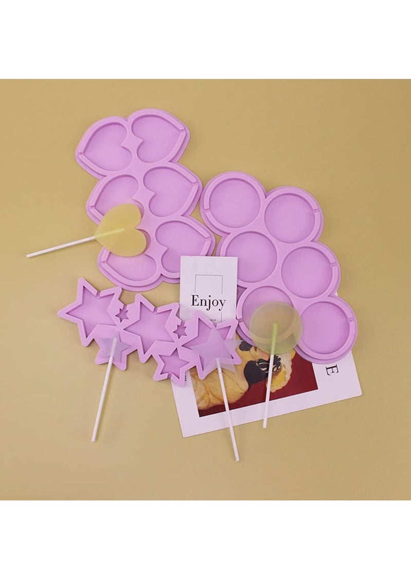 أوزيغالور 3 قطع Lollipop الفخمات Chocolate الحلوى الفخم، دائري قلب نجم مثقق Molds لصنع Chocolate، الحلوى - Image 5