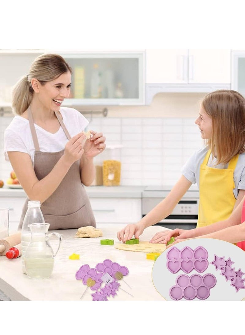 أوزيغالور 3 قطع Lollipop الفخمات Chocolate الحلوى الفخم، دائري قلب نجم مثقق Molds لصنع Chocolate، الحلوى - Image 3