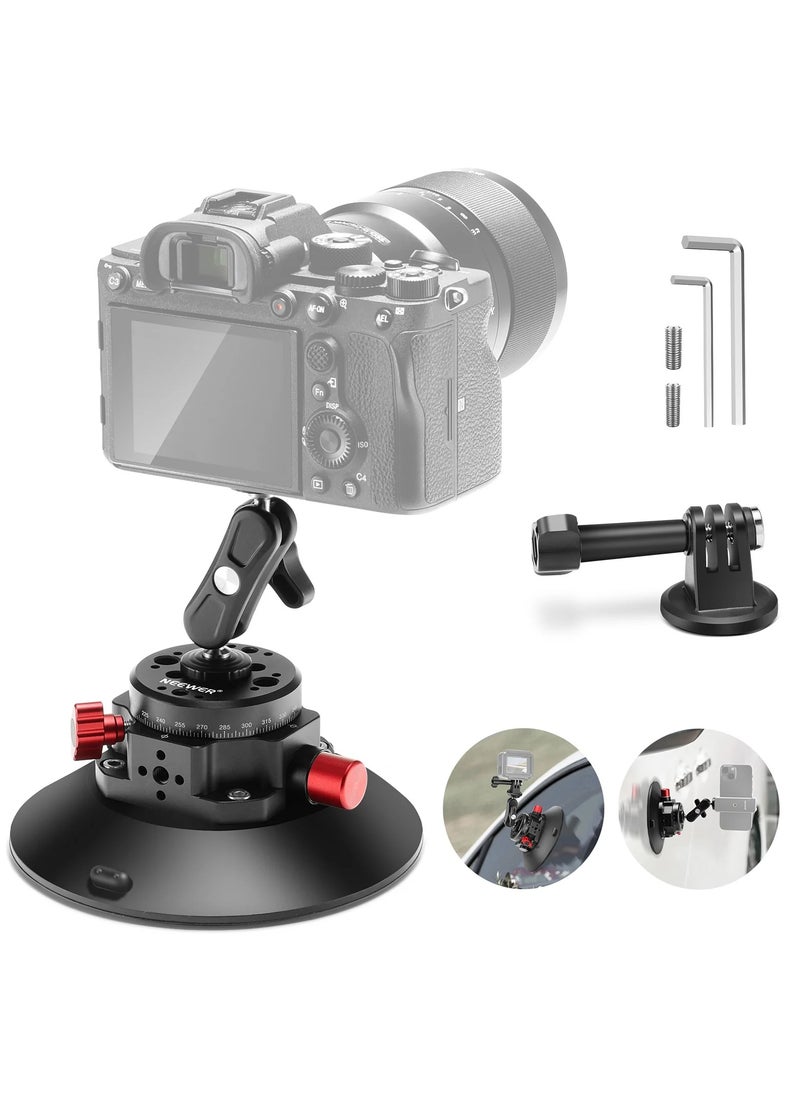 Neewer NEEWER 6 Inch Camera Phone GoPro Suction Mount with Magic Arm, Strong Vacuum Cup Holder for Car Shooting, 360° Rotation, Stable Support for Action Cameras & Smartphones  - Image 1