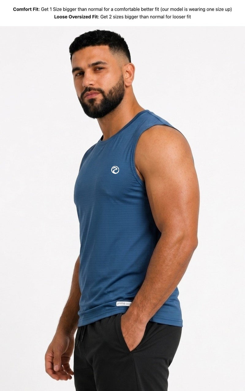 بريما إيس رجالي Tank Top عشاق الجيم بريميوم Dark Blue - Image 3