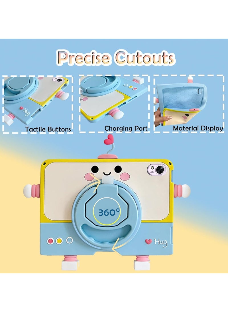 عام حالة للأطفال متوافقة مع جهاز Huawei MatePad 11.5 S 2024، حالة للأطفال بتصميم آلية لطيف مع حامل قلم، حامل مقبض قابل للدوران بزاوية 360 درجة، حزام كتف - Image 5