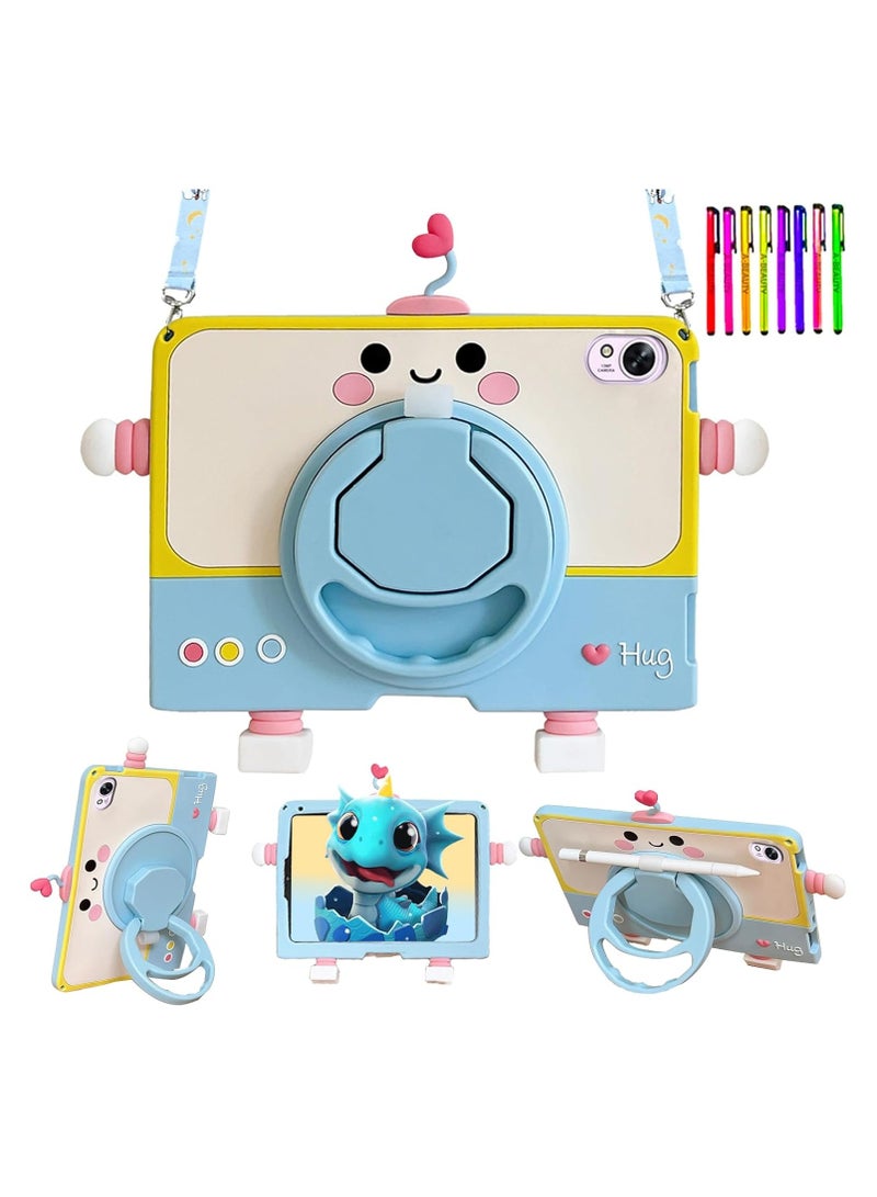 عام حالة للأطفال متوافقة مع جهاز Huawei MatePad 11.5 S 2024، حالة للأطفال بتصميم آلية لطيف مع حامل قلم، حامل مقبض قابل للدوران بزاوية 360 درجة، حزام كتف - Image 1