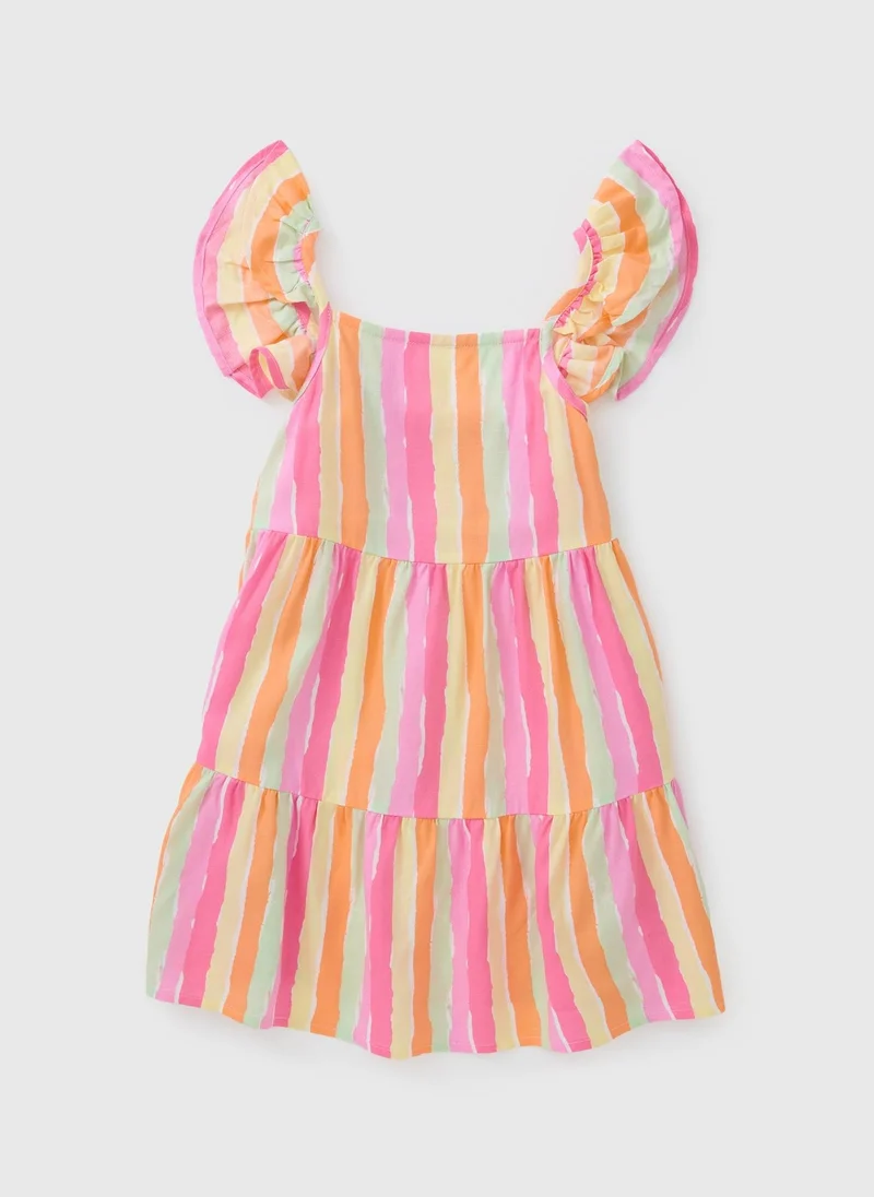 Matalan Girls Multicolour Stripe Viscose Dress