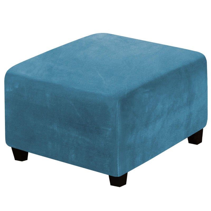 H.VERSAILTEX HVERSAILTEX Square Ottoman Covers Ottoman Slipcover Square Footstool Protector Covers Storage Stool Ottoman Covers Stretch with Elastic Bottom Feature Real Velvet Plush Fabric Peacock Blue 
