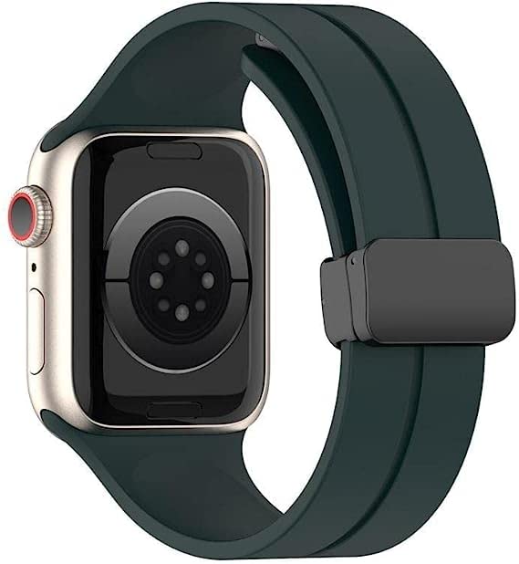 Printme Silicone Sport Band Compatible with Apple Watch 49 mm, 45 mm, 44 mm, 42 mm Magnetic Clasp Adjustable Strap Compatible for iWatch Series Ultra, SE, SE 2, Series 3,4,5,6,7,8 (Alpine Green) - Image 4