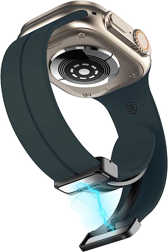 Printme Silicone Sport Band Compatible with Apple Watch 49 mm, 45 mm, 44 mm, 42 mm Magnetic Clasp Adjustable Strap Compatible for iWatch Series Ultra, SE, SE 2, Series 3,4,5,6,7,8 (Alpine Green) - Image 2