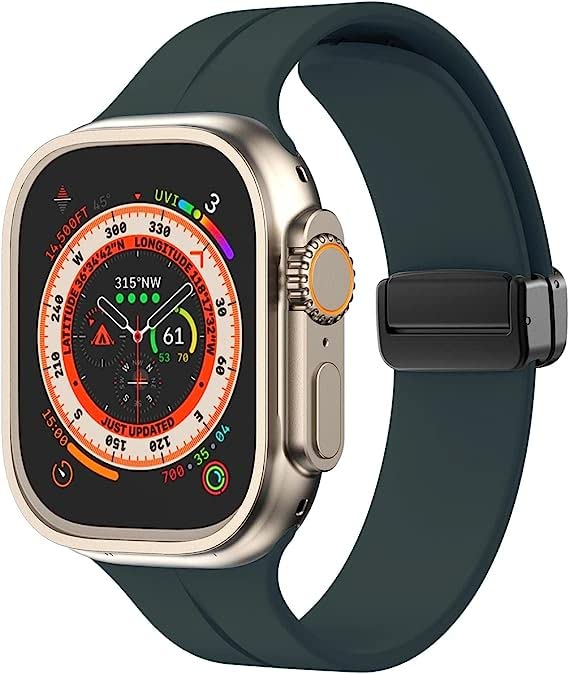 Printme Silicone Sport Band Compatible with Apple Watch 49 mm, 45 mm, 44 mm, 42 mm Magnetic Clasp Adjustable Strap Compatible for iWatch Series Ultra, SE, SE 2, Series 3,4,5,6,7,8 (Alpine Green) - Image 5