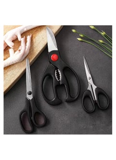 KASTWAVE Kitchen Scissors Set, Kitchen Scissors with Sharp Stainless Steel Blades and Soft Handles, Include One Poultry Shears and Two Different Sizes of Cooking Scissors, Perfect Kitchen Partner  - Image 1