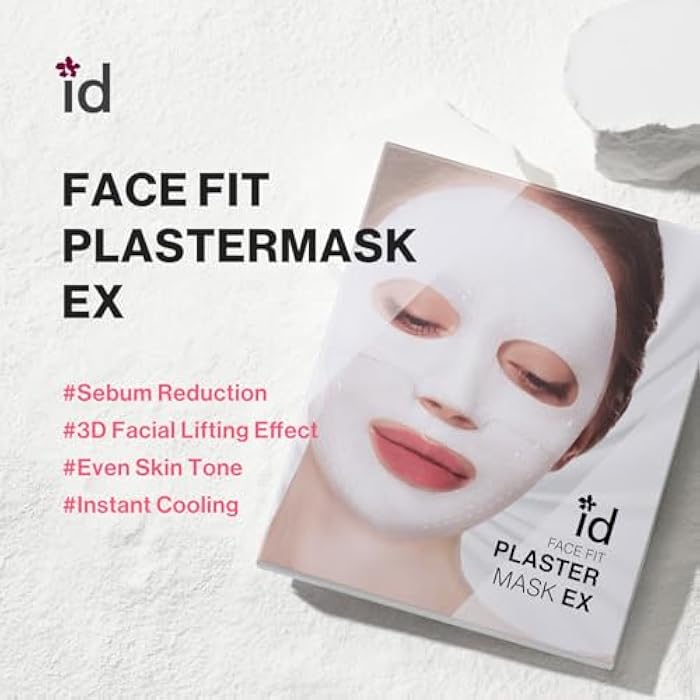 ID PLACOSMETICS قناع الوجه ID PLACOSMETICS FIT PLASTER EX (4 أوراق) - مجموعة أقنعة ورقية من طين الكاولين للتحكم في المسام والزيوت، قناع كوري من قطعتين لتنعيم الملمس وإنهاء غير لامع - Image 2