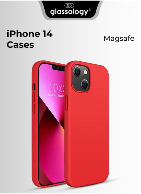 iPhone 14 Case with Magsafe with Scratch-Resistant Thin and Slim Classic Shockproof Protection (Red)