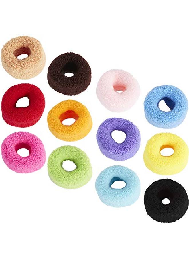 Angla 12 Pack Terry Cloth Cotton Elastic Stretchy Fuzzy Wide Thick Hair Ties Scrunchies Ties Ring Loop No Crease Seamless Hair Rubber Band Ponytail Holder Hair Accessories For Women Girl  - Image 1
