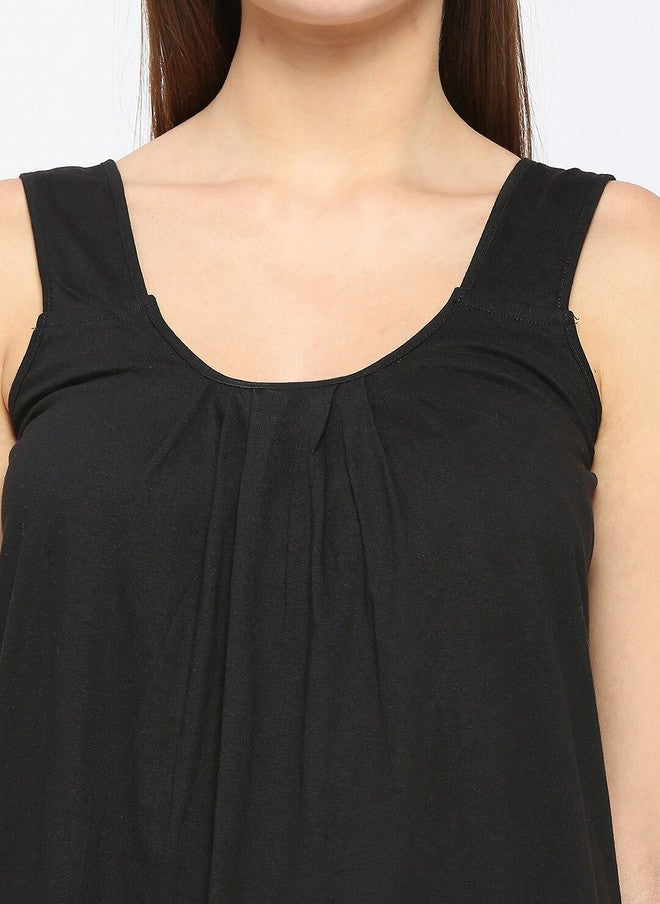 Red Rose RedRose Black Round Neck Cotton Nighty Slip - Image 2