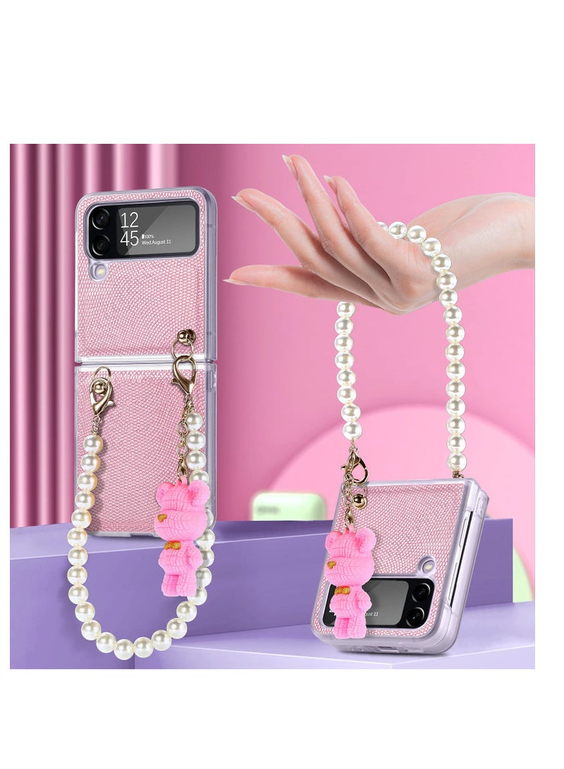 SYOSI Case for Samsung Z Flip 4, Case Glitter with Pearl Bracelet Lanyard, Protective Cases Cover for Samsung Galaxy Z Flip4 - Image 2