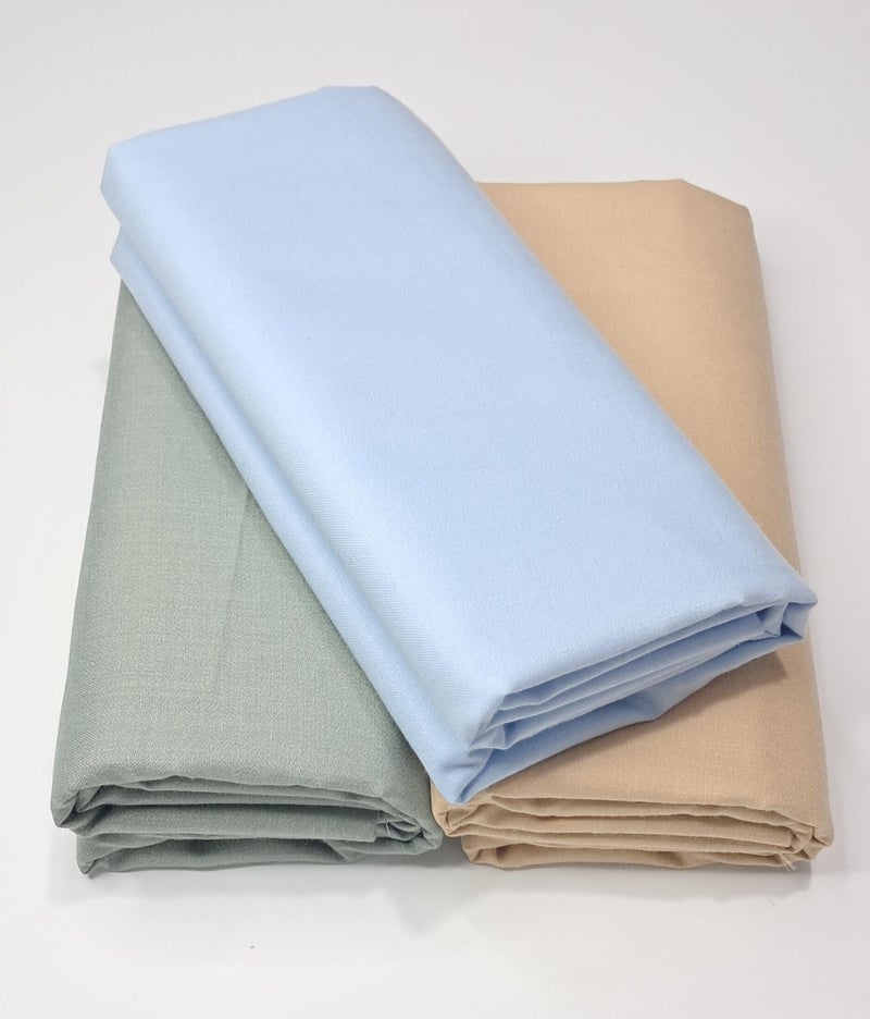 MAMRAJ Men’s Cotton Blend Unstitched Shirt Fabric | 2.5m Each | Fabrics for Shirt Stitching | Comfortable, Soft & Durable Material | Pista, Sky Blue, Fawn (Set of 3) - Image 5
