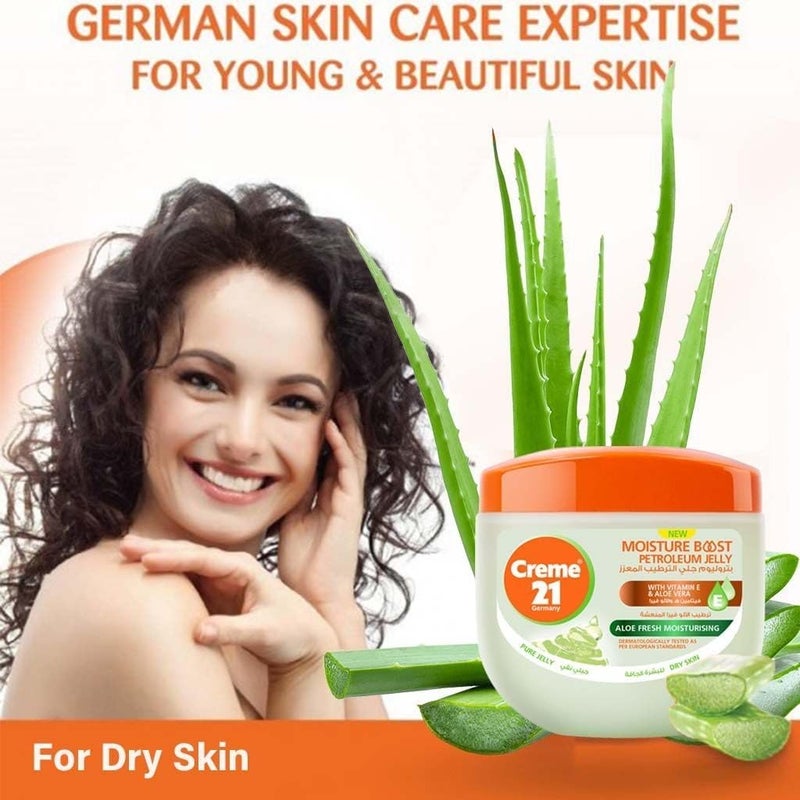 Creme 21 Aloe Vera Petroleum Jelly - Moisturizing with Vitamin E - 300ml - Image 3