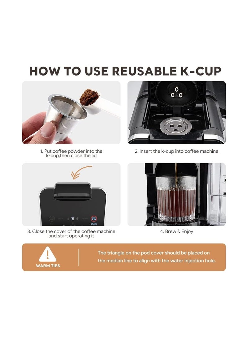 SOLARAE Reusable K Cups for Ninja Dual Brew Coffee Maker - 2 Pack Stainless Steel Permanent Filters, Compatible with Ninja CFP201 & CFP301 Dual Brew Pro Machine. Coffee Accessories Included. - Image 5