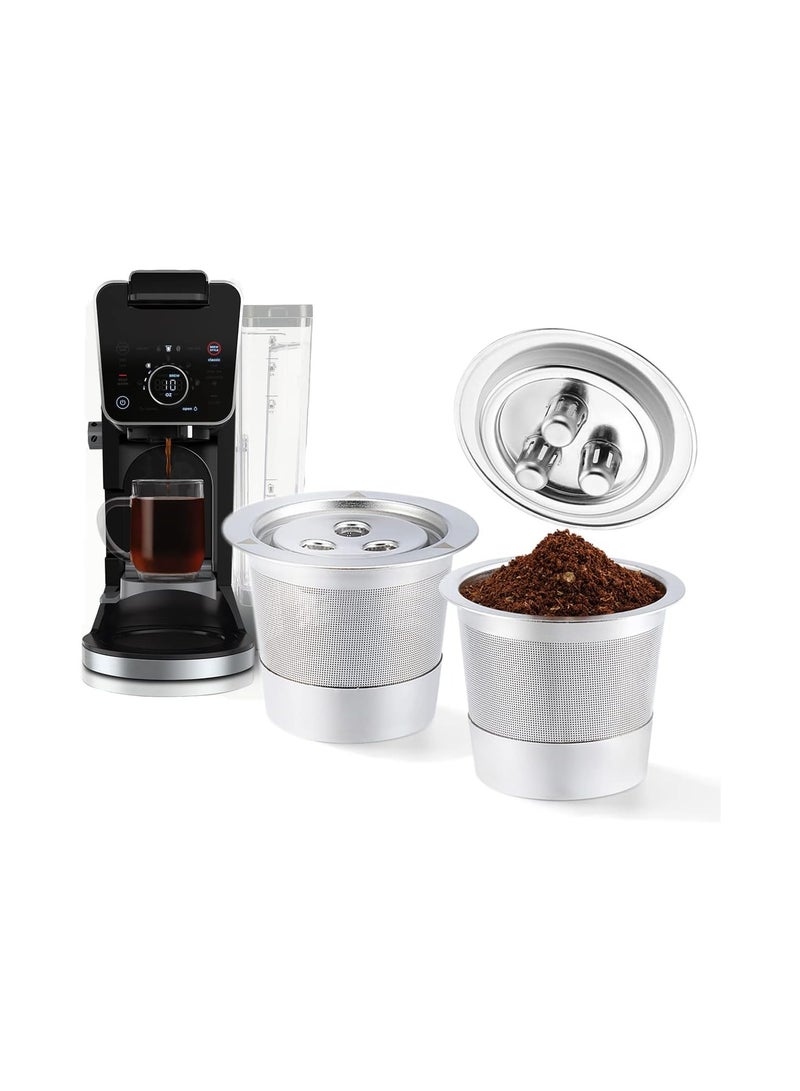 SOLARAE Reusable K Cups for Ninja Dual Brew Coffee Maker - 2 Pack Stainless Steel Permanent Filters, Compatible with Ninja CFP201 & CFP301 Dual Brew Pro Machine. Coffee Accessories Included. - Image 1