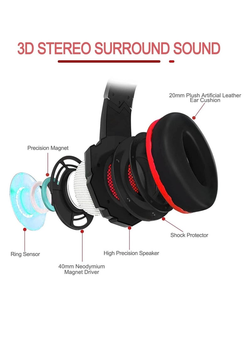 G2000 Gaming Headphones, Bass, Stereo, Wired, with Wheat, USB Port, Black/Red  - Image 3