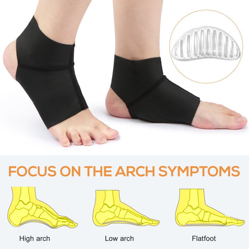 1 Pair Compression Arch Support Brace with Gel Ankle Protector Compression Flat Foot Socks with Gel Inserts Insole Cushion for Ankle Arch Pain Relief - Image 5