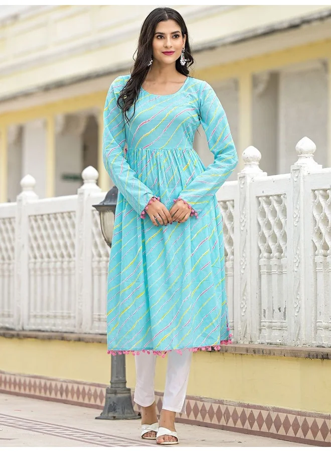أيه كيه إس Sky Blue Leheriya Kurta