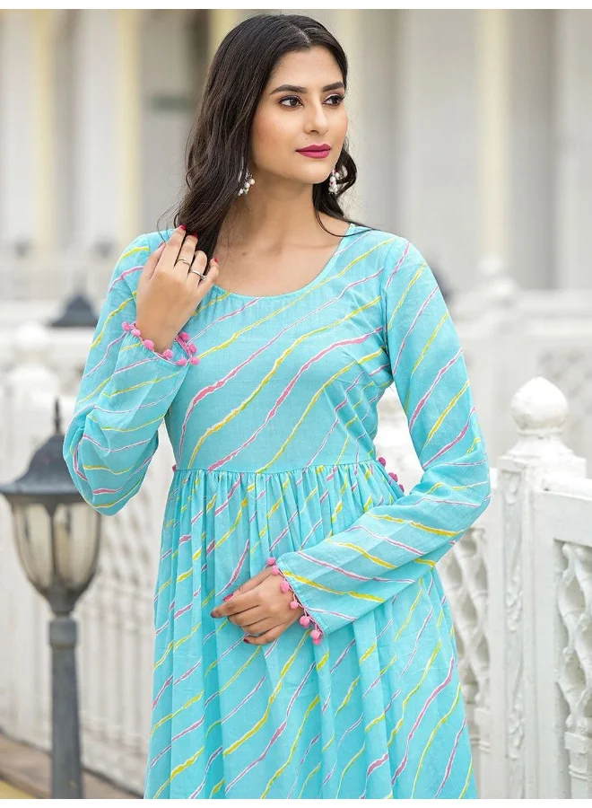 أيه كيه إس Sky Blue Leheriya Kurta