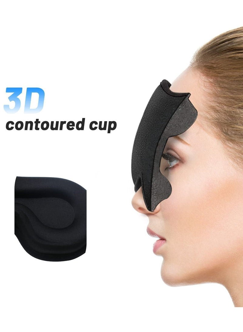 شاربدو قناع النوم للرجال والنساء ، ترقية 3D محيط كأس قناع العين معصوب العينين ، حجب الضوء ، قناع العين مع حزام قابل للتعديل ، تنفس ولينة للنوم ، اليوغا ، السفر (أسود) - Image 4