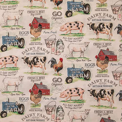 Hobby Lobby Dairy Farm Cotton Calico Fabric 1 Yard Printed Sewing Lightweight Precut Fabric for Clothes Homeware Accessories - Image 1