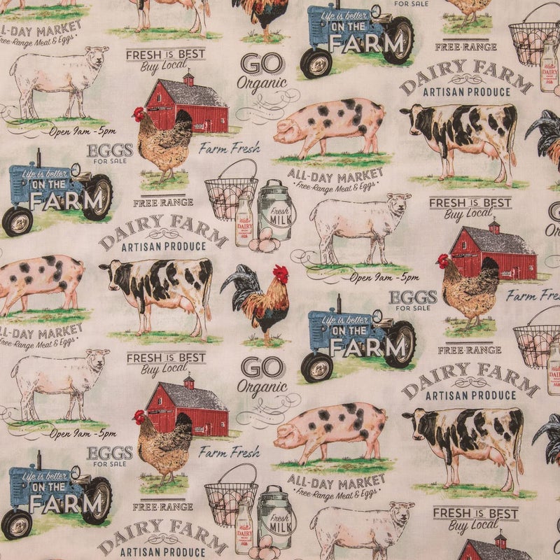 Hobby Lobby Dairy Farm Cotton Calico Fabric 1 Yard Printed Sewing Lightweight Precut Fabric for Clothes Homeware Accessories - Image 3