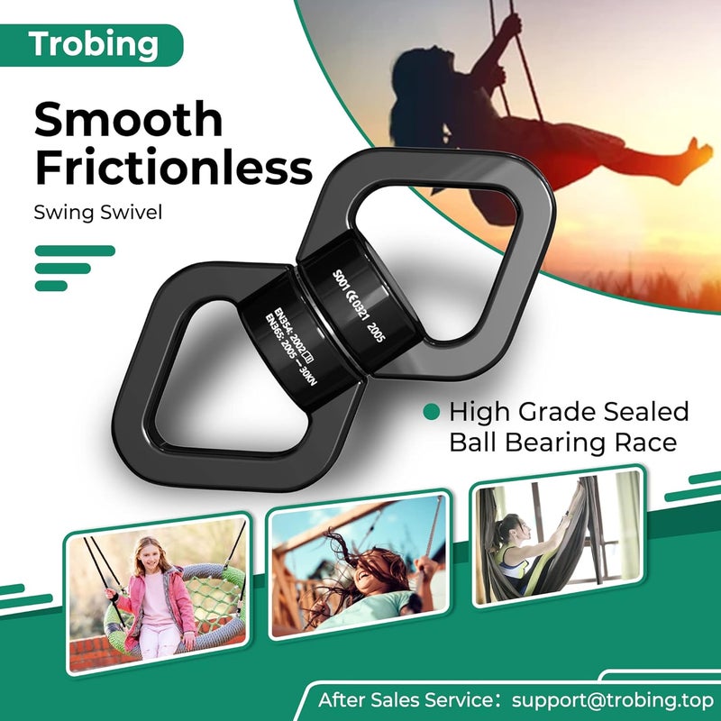 Trobing Swing Swivel, 30KN Rotational Safety Device, 360° Rotator with Hanging Accessory for Aerial Yoga, Hanging Hammock, Web Tree Swing, Swing Spinner and Rock Climbing, Indoor and Outdoor - Image 2