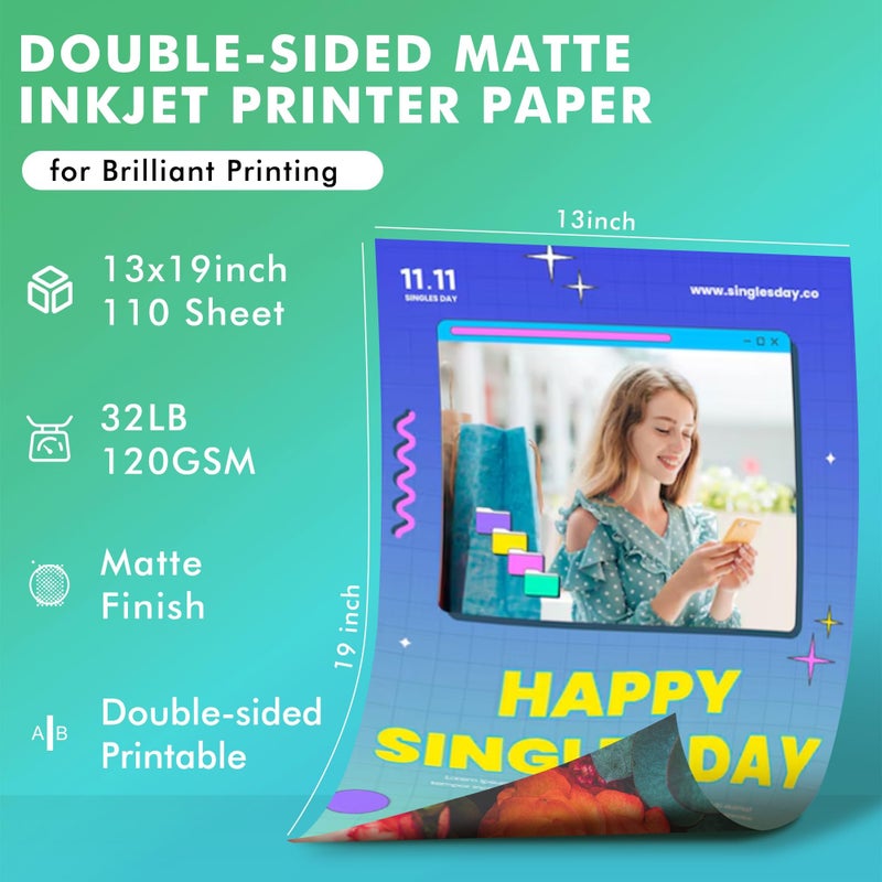 KOALA PAPER Koala Thin Presentation Paper Double-Sided Matte for Printing Photo 13X19 Inches 110 Sheets Compatible with Inkjet Printer - Image 2