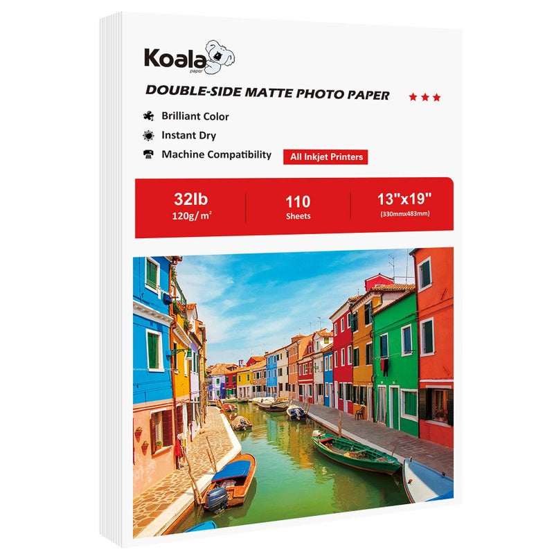 KOALA PAPER Koala Thin Presentation Paper Double-Sided Matte for Printing Photo 13X19 Inches 110 Sheets Compatible with Inkjet Printer - Image 1