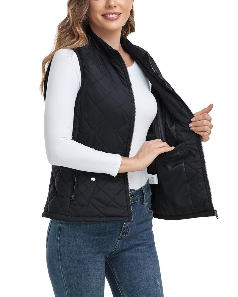 LONGKING 2025 Upgraded, Women's Outwear Vest With One Inner Pocket - Stand Collar Lightweight Zip Quilted Vest for Women - Image 2