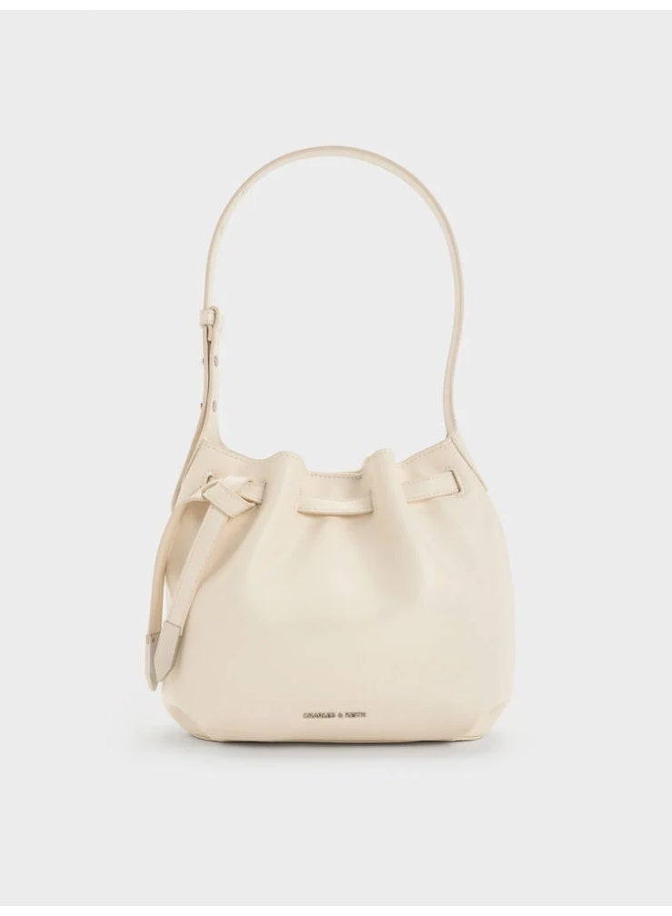 Charles & Keith Clementine Metallic-Accent Drawstring Bucket Bag - Image 1