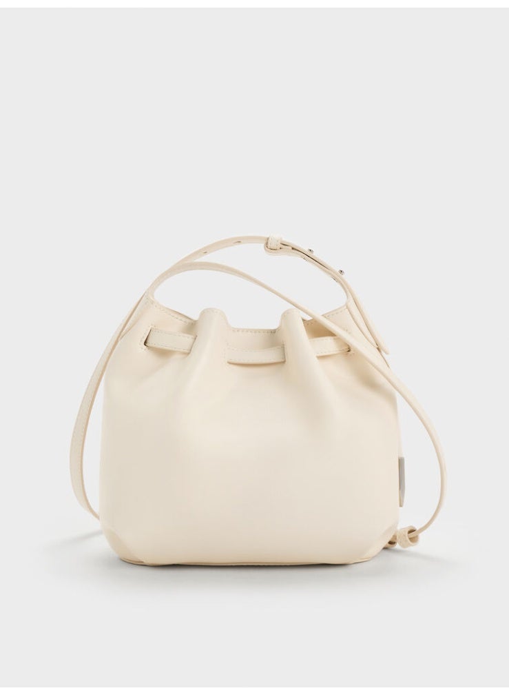 Charles & Keith Clementine Metallic-Accent Drawstring Bucket Bag - Image 5