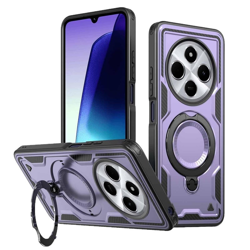 غطاء MagSafe بTPU باللون أسود مغناطيسي بوظيفة حامل من مادة TPU لـ Redmi Note 13 Pro مع مغناطيس قوي وحماية من السقوط مع مقاوم للصدمات مع حامل قائم للاستخدام الخارجي سهل الحمل - Image 5