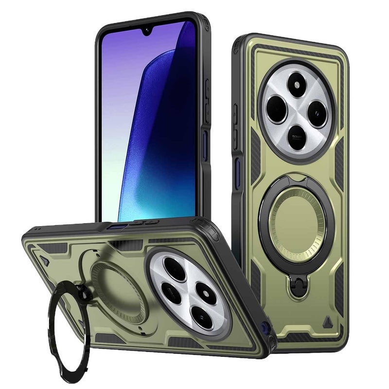 غطاء MagSafe بTPU باللون أسود مغناطيسي بوظيفة حامل من مادة TPU لـ Redmi Note 13 Pro مع مغناطيس قوي وحماية من السقوط مع مقاوم للصدمات مع حامل قائم للاستخدام الخارجي سهل الحمل - Image 3