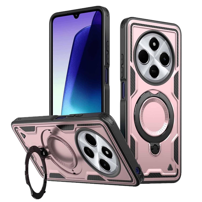غطاء MagSafe بTPU باللون أسود مغناطيسي بوظيفة حامل من مادة TPU لـ Redmi Note 13 Pro مع مغناطيس قوي وحماية من السقوط مع مقاوم للصدمات مع حامل قائم للاستخدام الخارجي سهل الحمل - Image 4