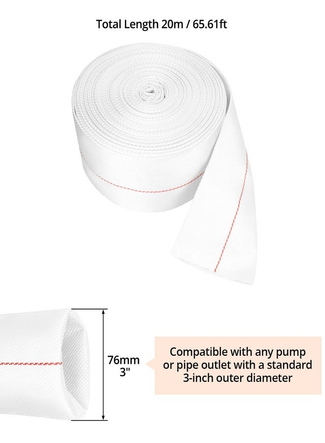 QWORK Backwash Hose, 3" ID x 65 FT Flexible Discharge Fire Hose, Lightweight Polyester Flat Water Hose, Sump Pump Hoses Drain Hose for Outdoor Lawn Garden Park Car Cleaning Pool - Image 2