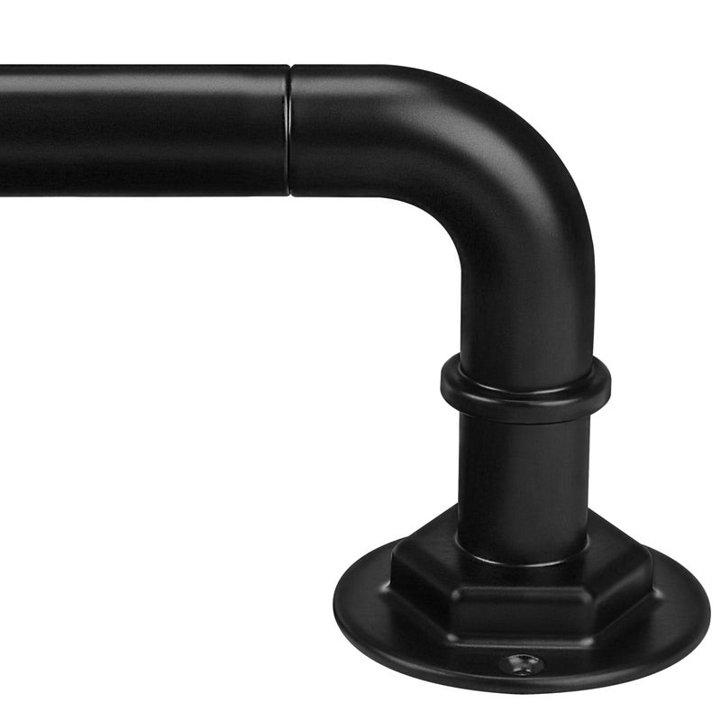 Byondeth Curtain Rods for Windows 16 to 45 Inches Adjustable Blackout Wrap Around 1 Inch Diameter Curtain Rod, Black - Image 1
