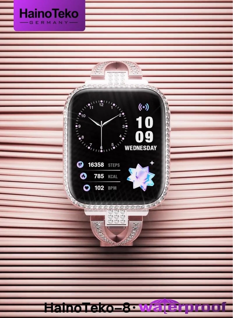 Haino Teko HainoTeko HainoTeko-8 Smartwatch With Waterproof AMOLED Display AI Voice Assistants Smart Integration and 3 Interchangeable Straps Designed For Ladies Pink - Image 2